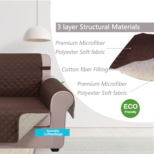 U-NICE HOME Reversible Sofa Cover Washable Couch Cover for Dogs Friendly with Elastic Straps Water Repellent Furniture Pro...