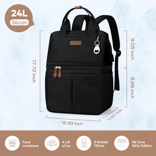 Maelstrom Cooler Backpack, 36 Cans Insulated Backpack Cooler, Soft Leakproof Double Deck Cooler Bag, Lightweight Lunch Bac...