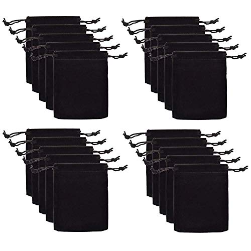 Colorsheng 20pcs 4.5 "X 5.5" Velvet Drawstring Cloth Jewelry Pouches Gift Candy Bags Wedding Headphones Bag (Black)