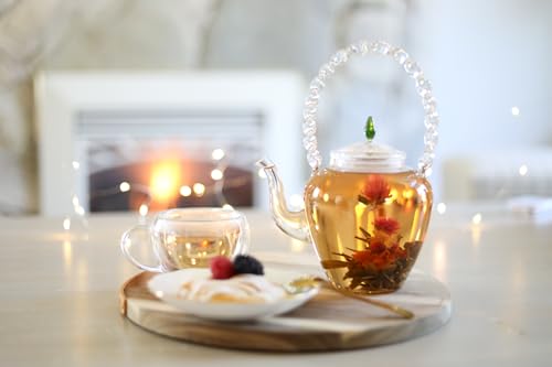 Teabloom Flowering Tea - 12 Unique Varieties of Fresh Blooming Tea Flowers - Hand-Tied Natural Green Tea Leaves & Edible F...