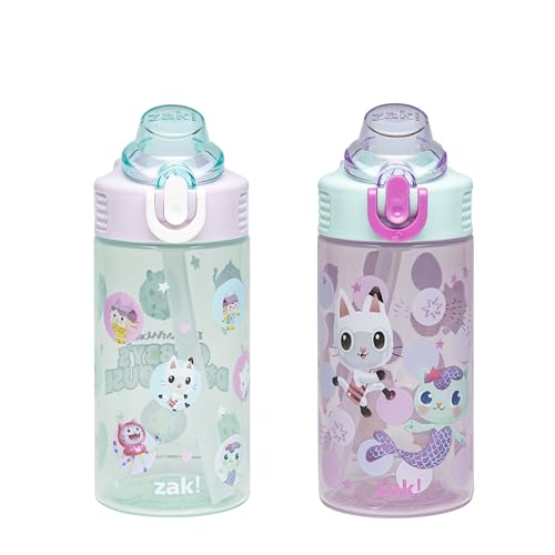 Zak Designs DreamWorks Gabby's Dollhouse Sage Kids Water Bottle For School or Travel, 16oz Durable Plastic Water Bottle Wi...
