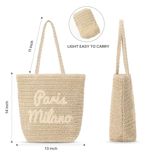 Beach Bags for Women - Large Straw Bag Woven Beach Tote, Summer Handmade Shoulder Handbag