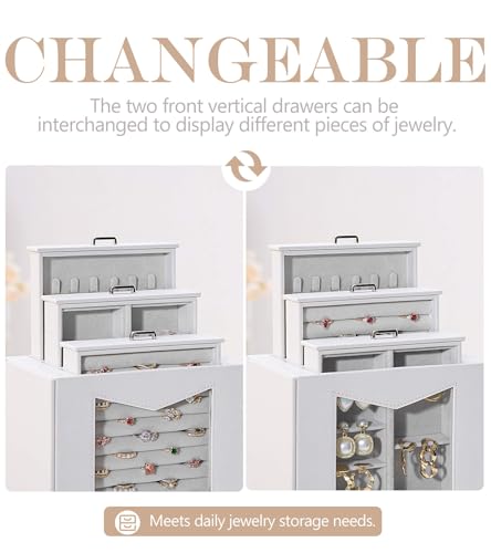 Homde Jewelry Organizer with Transparent Window Necklace Hooks Gift for Women Jewelry Box Display Case for Necklaces Rings...
