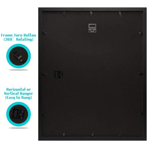 Frametory, 16x20 Black Picture Frame - Display Pictures 11x14 Photo with Mat - High Definition Real Glass- Wide Molding (1...