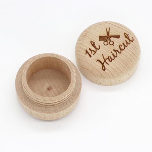 Liannan Custom Wooden First Haircut Curl Keepsake,Baby's First Curl Keepsake Box，My First Haircut Box (style 2)