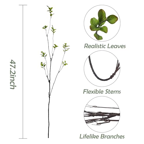 Cherica 4 Pcs Artificial Ficus Branches Faux Eucalyptus Stems, 47.2 Inch Fake Greenery Stems Artificial Plants for Vase Fi...