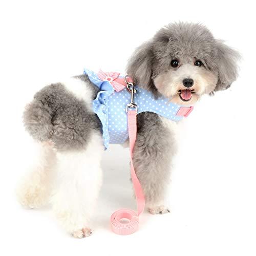 Zunea No Pull Small Dog Girl Harness Dress Escape Proof Cat Kitten Vest Harness Leash Set Step-in Soft Cotton Padded Polka...