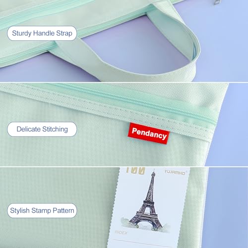 Pendancy Mesh Zipper Pouch 11x13.7 in, 2 pcs Large Double Pocket Waterproof File Bag with Handle, A4 Size Foldable Documen...