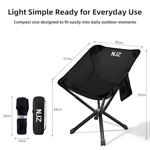 NJZ Lightweight Folding Camping Chair — Compact & Easy to Use, Portable Chair for Everyday Outdoor Comfort, Beach, Campin...