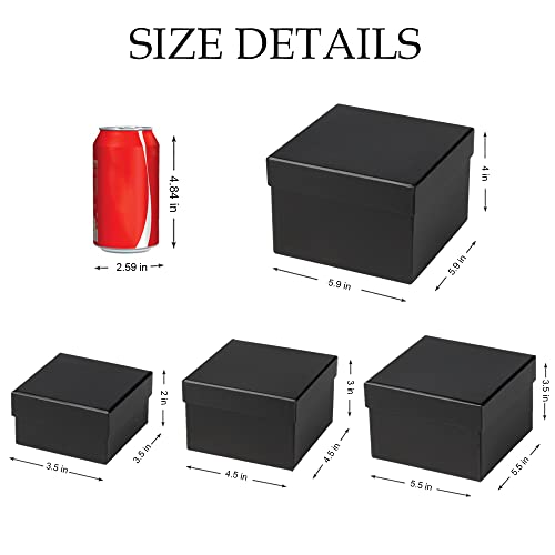 Oairse Small Gift Boxes with Lids Nesting Black Gift Boxes for Presents Set of 4 Present Boxes for Flower Arrangements Pap...