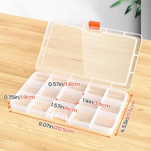 Moon Magpie 2PACK Extra Thick Bead Organizers, 15 Grid Mini Clear Plastic Storage Box Craft Containers for Nail jewelry rh...