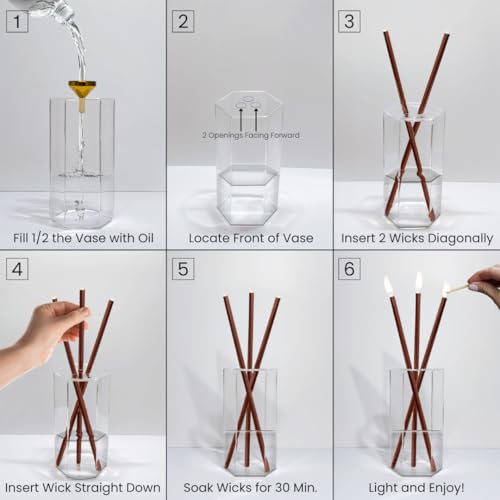 Craftmont Refillable Candle Set - Unscented Paraffin Oil Candles Set with Metal Candlesticks, Glass Vase & Steel Funnel - ...