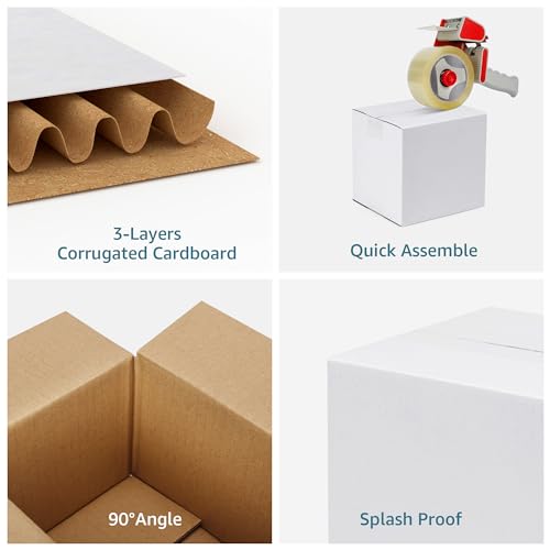 SPEPLA Shipping Boxes 6x6x6 Set of 6, White Corrugated Cardboard Box for Mailing Business Packaging