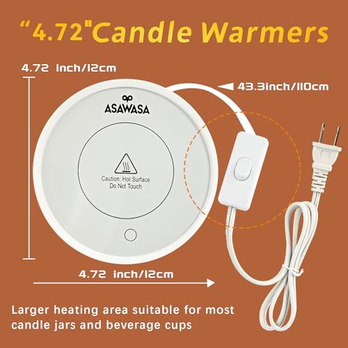 ASAWASA Smart Candle Warmer for Large Jar, Coffee Mug Warmers, with Gravity Switch Auto Shut-On/Off, Safely and evenly Rel...
