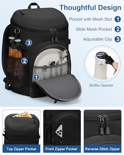 Pritent Cooler Backpack Insulated Waterproof,30/45 Cans Backpack Coolers Leakproof Lunch Backpack for Men Women Portable S...