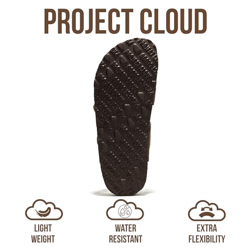 Project Cloud 100% Genuine Leather Womens Sandals -Lightweight Womens Slides Memory Foam Insole & Cork Footbed Sandals Wom...