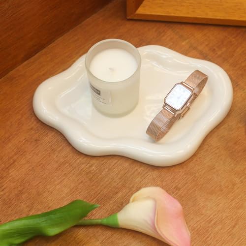 CCINPPY Ceramic Jewelry Tray Trinket Dish, Decorative Cloud Vanity Key Tray for Women, Ring Holder Dish, Cute Jewelry Plat...