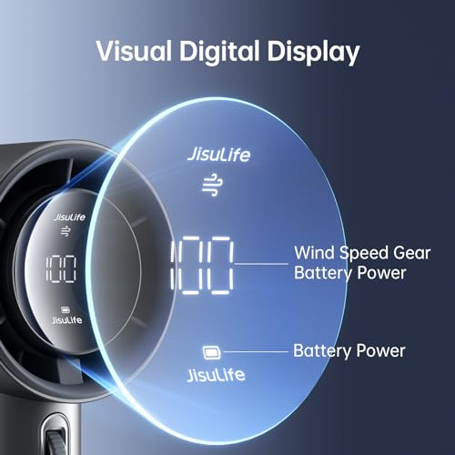 JISULIFE Handheld Fan Pro Series - Extreme Cooling Output: 1-100 Speed Scroll Wheel, Metal Body, Digital Display, 1.5H Fas...
