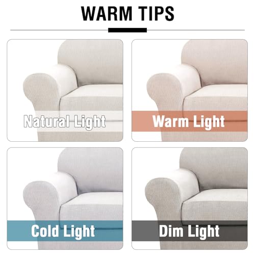 H.VERSAILTEX 3 Piece Stretch Sofa Covers for 2 Cushion Loveseat Couch Covers for Living Room Sofa Slipcovers (Base Cover P...