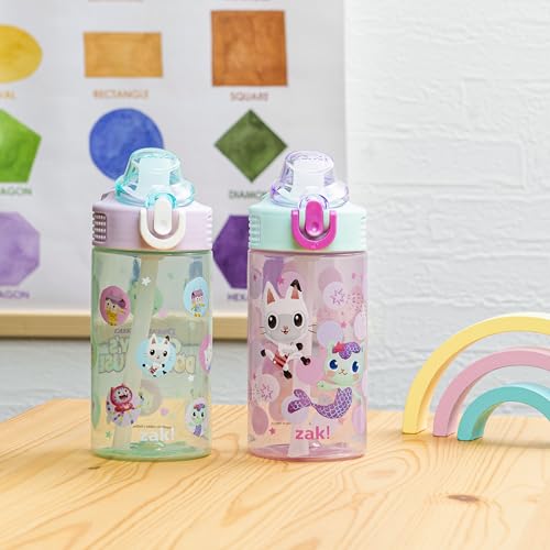 Zak Designs DreamWorks Gabby's Dollhouse Sage Kids Water Bottle For School or Travel, 16oz Durable Plastic Water Bottle Wi...
