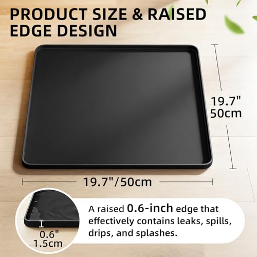 BELOCHU Water Cooler Mat 19.7x19.7 Inch - Soft Silicone Mat with Raised Edges, Waterproof Silicone Tray to Prevent Leak & ...