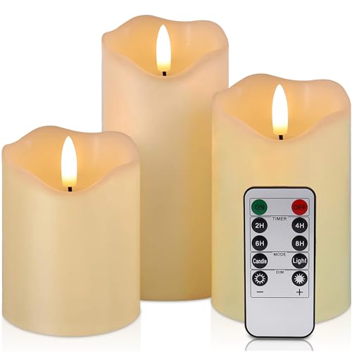VIEWELLD Flickering Flameless Candles with Remote and Timer, Realistic LED Candles, Battery Operated Candles for Christmas...