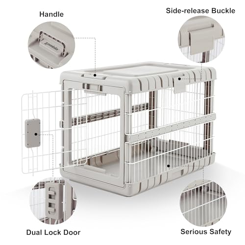ZOMISIA Collapsible Dog Crate for Dogs - 28" L Heavy Duty Dog Kennel No Tools Required with 4 Sides Steel Foldable Cage fo...