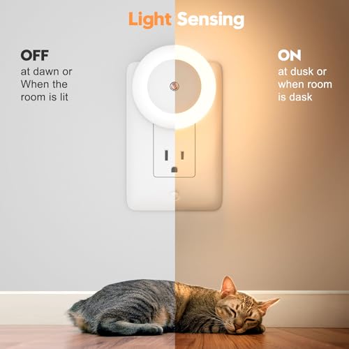 fesnne Night Light, Night Lights Plug into Wall, Dusk to Dawn Sensor Warm White Led Night Light 0.5W, 2 Pack Nightlight fo...