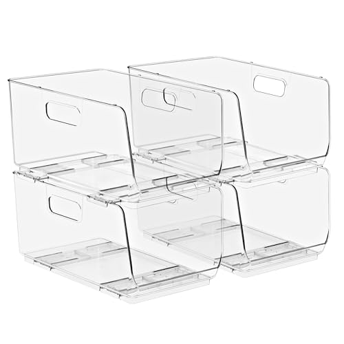 Sorbus Stackable Storage Bins Open Front - Pantry Bins for Storage and Organization for Kitchen - Clear Pantry Organizer B...