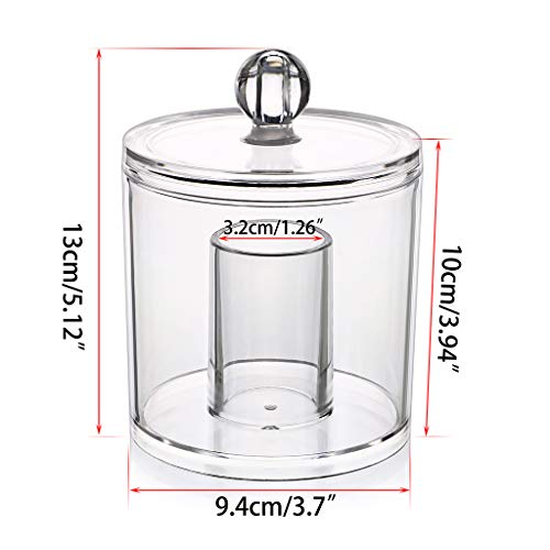 Hipiwe Cotton Ball and Swab Organizer with Lid Apothecary Acrylic Jar Makeup Qtip Organizer Bathroom Storage Canister Jar ...