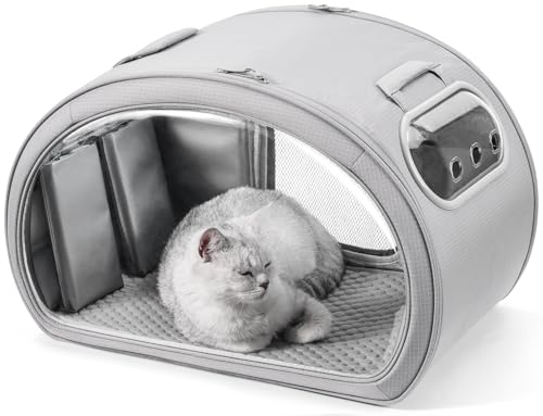 Pecute Cat Cooling House, with Cooling Mat for Small Dogs, Indoor Cat Bed with Insulation and 6 Built-in ice Packs, Foldab...