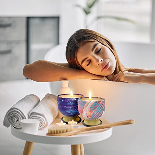 4-Piece Elegant Goblet Scented Candle Set - 4oz Floral & Fresh Tin Jar Candles (Lavender, Jasmine, Vanilla, Lemon) - Relax...