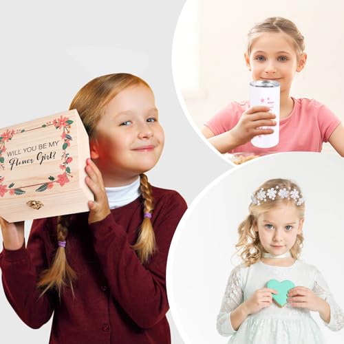 9Pcs Flower Girl Proposal Gift Set, Will You Be My Flower Girl Gift for Wedding Includes Tumbler Sunglasses Hair Accessory...