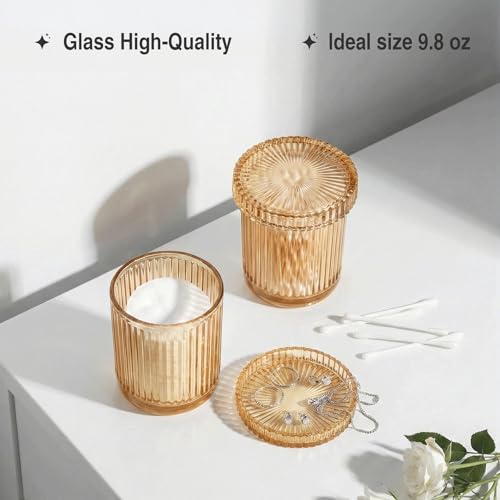 MKOSAB Bathroom Organizers and Storage,2 Pack Glass Qtip Holder Dispenser,Bathroom Essentials Accessories Decor,Vanity Mak...