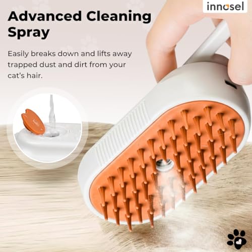 Innosel Cat Steam Brush for Shedding, 4-in-1 Rechargeable Pet Grooming Brush for Cats & Dogs, Anti-Static, Massage, Cleani...
