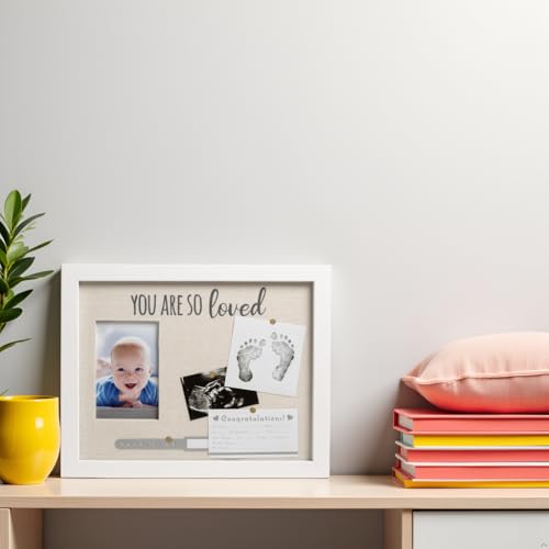 Kate & Milo You Are So Loved Collage Frame, Newborn Keepsake Box, Baby Memento, Nursery Decor, Handprint and Footprint Ink...
