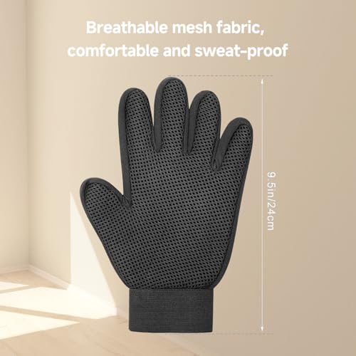 NVNAN Pet Hair Removal Glove for Dogs & Cats, 2-in-1 Deshedding Brush & Massage Mitt - Grooming Gloves for Shedding Contro...