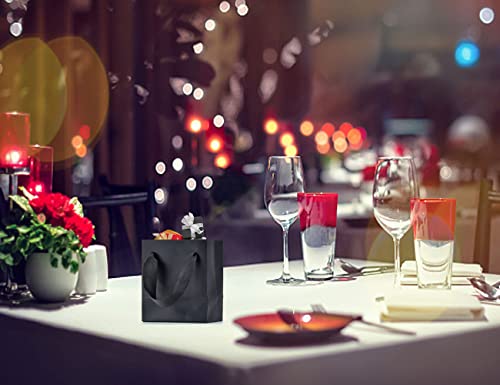 HUAPRINT 30 Pack Black Gift Bags with Ribbon Handles,4x2.75x4.5 inch Paper Bag Bulk for Shopping Party Favor Merchandise B...