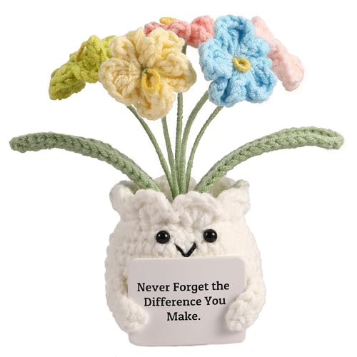 YOOJEE Forget-Me-Not Crochet Flower Potted Plant Gift