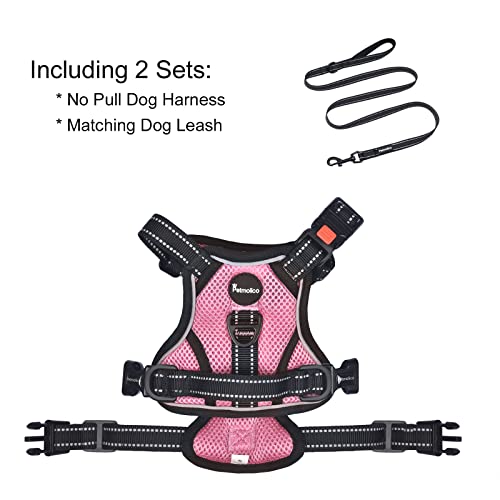 Petmolico No Pull Dog Harness and Leash Set, No Choke 4 Leash Attchments Easy Control Handle Soft Padded Reflective Vest D...