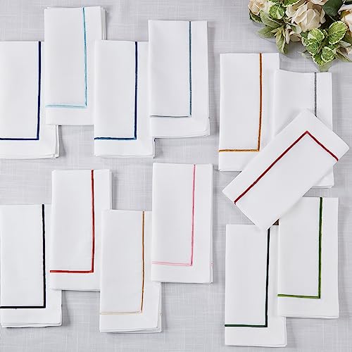 Saro Lifestyle Embroidered Line Design Napkin (Set of 4), 20"x20", Platinum