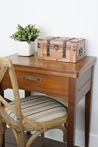 SLPR Alexander Small Wooden Treasure Chest - 11" x 7" x 5.5", Wood Storage Box with Hinged Lid, Decorative Trunk for Keeps...