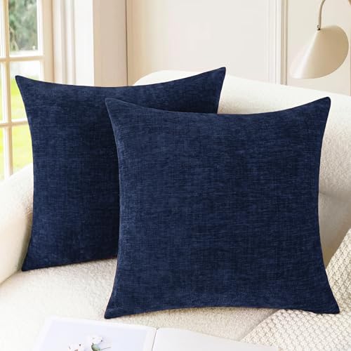 CaliTime Throw Pillow Covers Decorative 18 X 18 Inches Pack of 2 Cozy Chenille Cushion Cases for Couch Sofa Bed Living Roo...