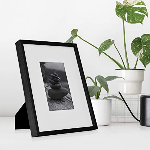 MCS Master & Co. Foundry Metal 8x10 Matted Picture Frame with 4x6 Photo Display, Black Vertical & Horizontal Wall Hanging ...