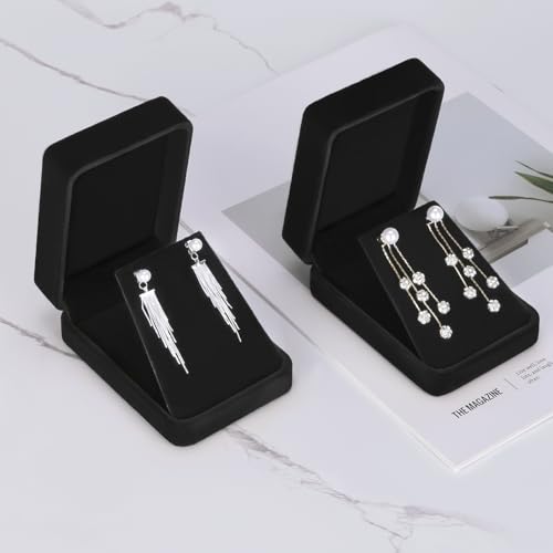 LETURE 2 Pieces Velvet Jewelry Gift Boxes for Necklace Pendant Earring Bracelet, Small Jewelry Storage Display Case for Ch...