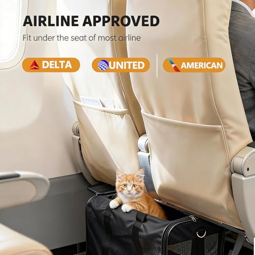 Simple Deluxe Airline-Approved Cat Carrier, 17" x 12" x 12", Soft-Sided Pet Carrier for Cats up to 17 lbs, Durable & Colla...