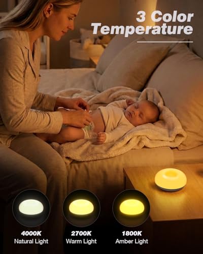 Geecent Baby Night Light, 0 Blue-Light Nursery Egg Light for Breastfeeding, Flip Design, Soft BPA Free, 3 Colors & Dimmin...