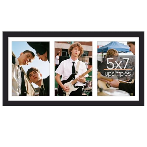 upsimples 8x16 Collage Picture Frame, Display Pictures 3 5x7 with Mat or 8x16 Without Mat, Wall Hanging 3 5x7 Picture Fram...