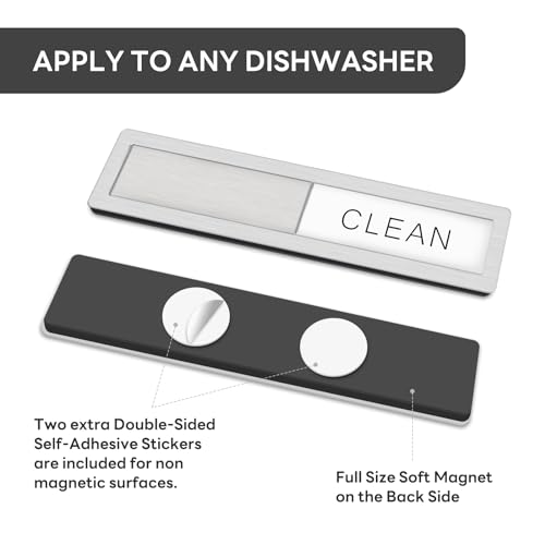 KitchenTour Dishwasher Magnet Clean Dirty Sign, Premium Stainless Steel Clean Dirty Magnet for Dishwasher Funny, Strong Ma...
