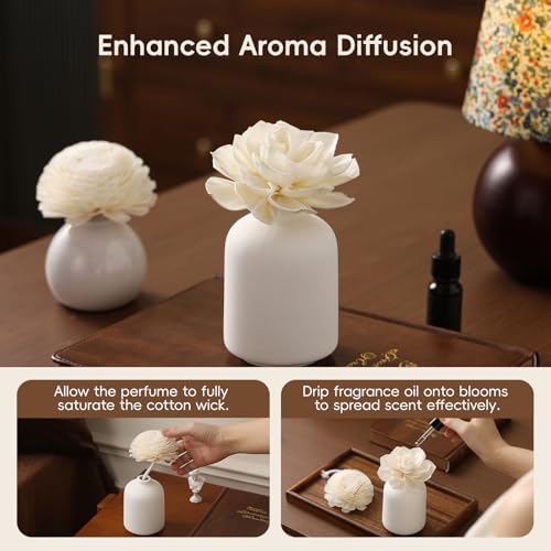 Flower Reed Diffuser Sola Wood Flowers Natural Material Aromatherapy Reed Decorative Aromatherapy Flower Refill Diffuser R...